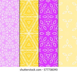 set of floral, geometric seamless pattern. line art. vector. for design, wallpaper, textile, fabric, invitation