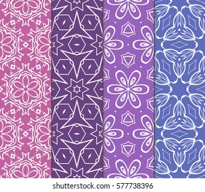 set of floral, geometric seamless pattern. line art. vector. for design, wallpaper, textile, fabric, invitation