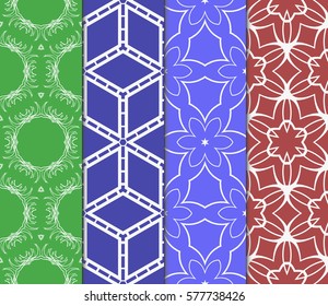 set of floral, geometric seamless pattern. line art. vector. for design, wallpaper, textile, fabric, invitation