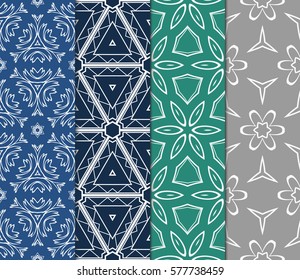 set of floral, geometric seamless pattern. line art. vector. for design, wallpaper, textile, fabric, invitation
