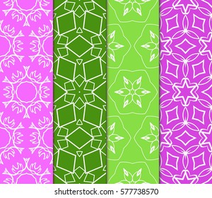 set of floral, geometric seamless pattern. line art. vector. for design, wallpaper, textile, fabric, invitation