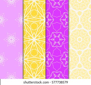 set of floral, geometric seamless pattern. line art. vector. for design, wallpaper, textile, fabric, invitation