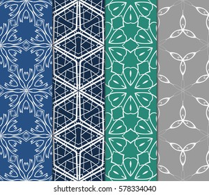 set of floral, geometric seamless pattern. line art. vector. for design, wallpaper, textile, fabric, invitation