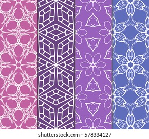 set of floral, geometric seamless pattern. line art. vector. for design, wallpaper, textile, fabric, invitation