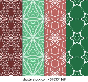 set of floral, geometric seamless pattern. line art. vector. for design, wallpaper, textile, fabric, invitation