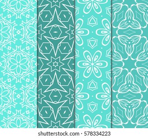set of floral, geometric seamless pattern. line art. vector. for design, wallpaper, textile, fabric, invitation