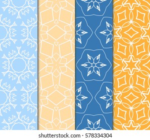 set of floral, geometric seamless pattern. line art. vector. for design, wallpaper, textile, fabric, invitation