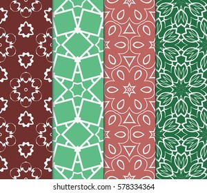 set of floral, geometric seamless pattern. line art. vector. for design, wallpaper, textile, fabric, invitation
