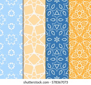 set of floral, geometric seamless pattern. line art. vector. for design, wallpaper, textile, fabric, invitation