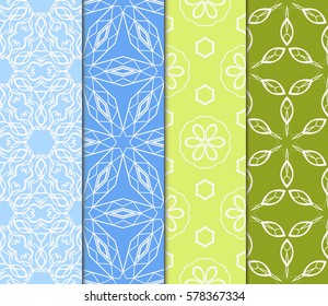 set of floral, geometric seamless pattern. line art. vector. for design, wallpaper, textile, fabric, invitation