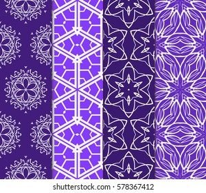 set of floral, geometric seamless pattern. line art. vector. for design, wallpaper, textile, fabric, invitation