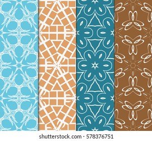 set of floral, geometric seamless pattern. line art. vector. for design, wallpaper, textile, fabric, invitation