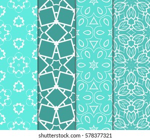 set of floral, geometric seamless pattern. line art. vector. for design, wallpaper, textile, fabric, invitation