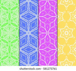 set of floral, geometric seamless pattern. line art. vector. for design, wallpaper, textile, fabric, invitation