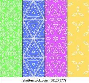 set of floral, geometric seamless pattern. line art. vector. for design, wallpaper, textile, fabric, invitation