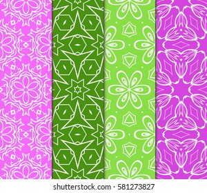 set of floral, geometric seamless pattern. line art. vector. for design, wallpaper, textile, fabric, invitation