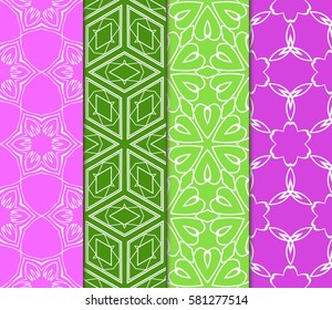 set of floral, geometric seamless pattern. line art. vector. for design, wallpaper, textile, fabric, invitation