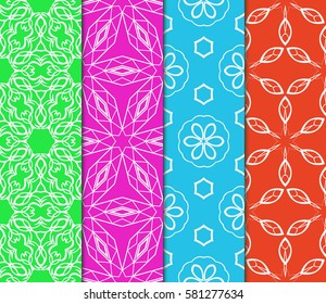set of floral, geometric seamless pattern. line art. vector. for design, wallpaper, textile, fabric, invitation