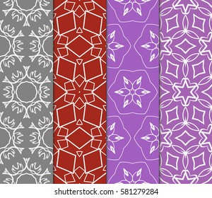 set of floral, geometric seamless pattern. line art. vector. for design, wallpaper, textile, fabric, invitation
