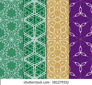 set of floral, geometric seamless pattern. line art. vector. for design, wallpaper, textile, fabric, invitation