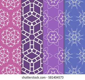 set of floral, geometric seamless pattern. line art. vector. for design, wallpaper, textile, fabric, invitation