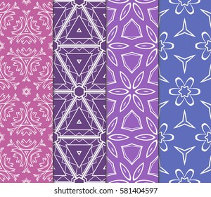 set of floral, geometric seamless pattern. line art. vector. for design, wallpaper, textile, fabric, invitation