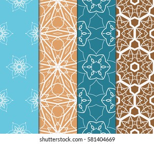 set of floral, geometric seamless pattern. line art. vector. for design, wallpaper, textile, fabric, invitation
