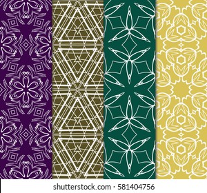 set of floral, geometric seamless pattern. line art. vector. for design, wallpaper, textile, fabric, invitation