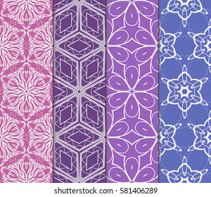 set of floral, geometric seamless pattern. line art. vector. for design, wallpaper, textile, fabric, invitation