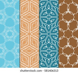 set of floral, geometric seamless pattern. line art. vector. for design, wallpaper, textile, fabric, invitation
