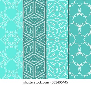 set of floral, geometric seamless pattern. line art. vector. for design, wallpaper, textile, fabric, invitation