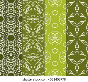 set of floral, geometric seamless pattern. line art. vector. for design, wallpaper, textile, fabric, invitation