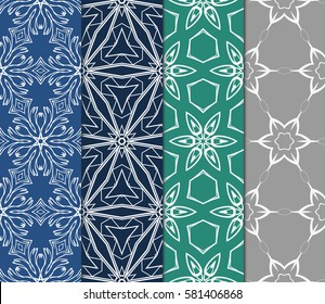 set of floral, geometric seamless pattern. line art. vector. for design, wallpaper, textile, fabric, invitation