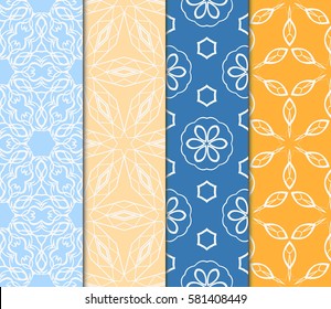 set of floral, geometric seamless pattern. line art. vector. for design, wallpaper, textile, fabric, invitation