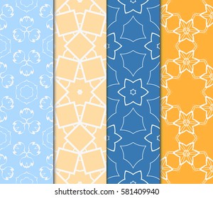 set of floral, geometric seamless pattern. line art. vector. for design, wallpaper, textile, fabric, invitation