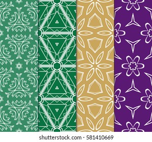 set of floral, geometric seamless pattern. line art. vector. for design, wallpaper, textile, fabric, invitation