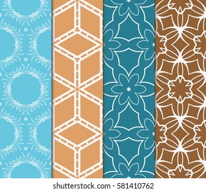set of floral, geometric seamless pattern. line art. vector. for design, wallpaper, textile, fabric, invitation