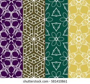 set of floral, geometric seamless pattern. line art. vector. for design, wallpaper, textile, fabric, invitation