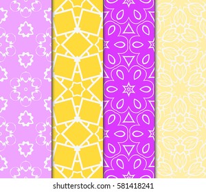 set of floral, geometric seamless pattern. line art. vector. for design, wallpaper, textile, fabric, invitation