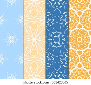 set of floral, geometric seamless pattern. line art. vector. for design, wallpaper, textile, fabric, invitation