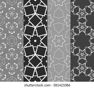 set of floral, geometric seamless pattern. line art. vector. for design, wallpaper, textile, fabric, invitation