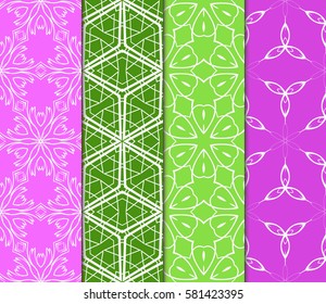set of floral, geometric seamless pattern. line art. vector. for design, wallpaper, textile, fabric, invitation