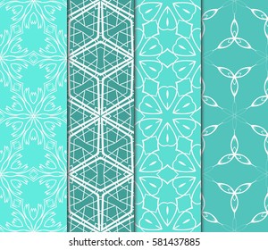 set of floral, geometric seamless pattern. line art. vector. for design, wallpaper, textile, fabric, invitation