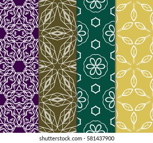 set of floral, geometric seamless pattern. line art. vector. for design, wallpaper, textile, fabric, invitation