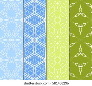 set of floral, geometric seamless pattern. line art. vector. for design, wallpaper, textile, fabric, invitation