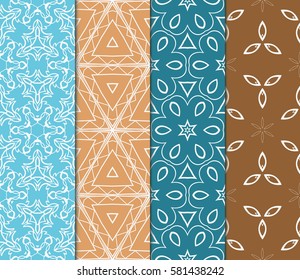 set of floral, geometric seamless pattern. line art. vector. for design, wallpaper, textile, fabric, invitation