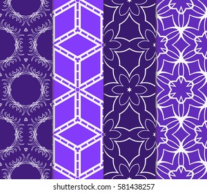 set of floral, geometric seamless pattern. line art. vector. for design, wallpaper, textile, fabric, invitation