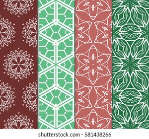 set of floral, geometric seamless pattern. line art. vector. for design, wallpaper, textile, fabric, invitation
