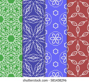set of floral, geometric seamless pattern. line art. vector. for design, wallpaper, textile, fabric, invitation