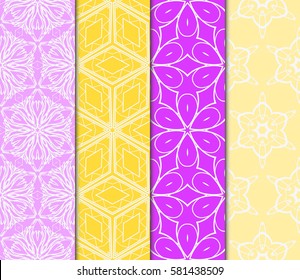 set of floral, geometric seamless pattern. line art. vector. for design, wallpaper, textile, fabric, invitation
